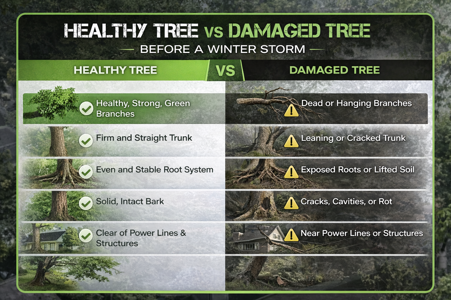 healthy vs damage tree